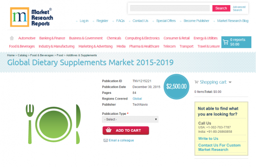 Global Dietary Supplements Market 2015 - 2019'
