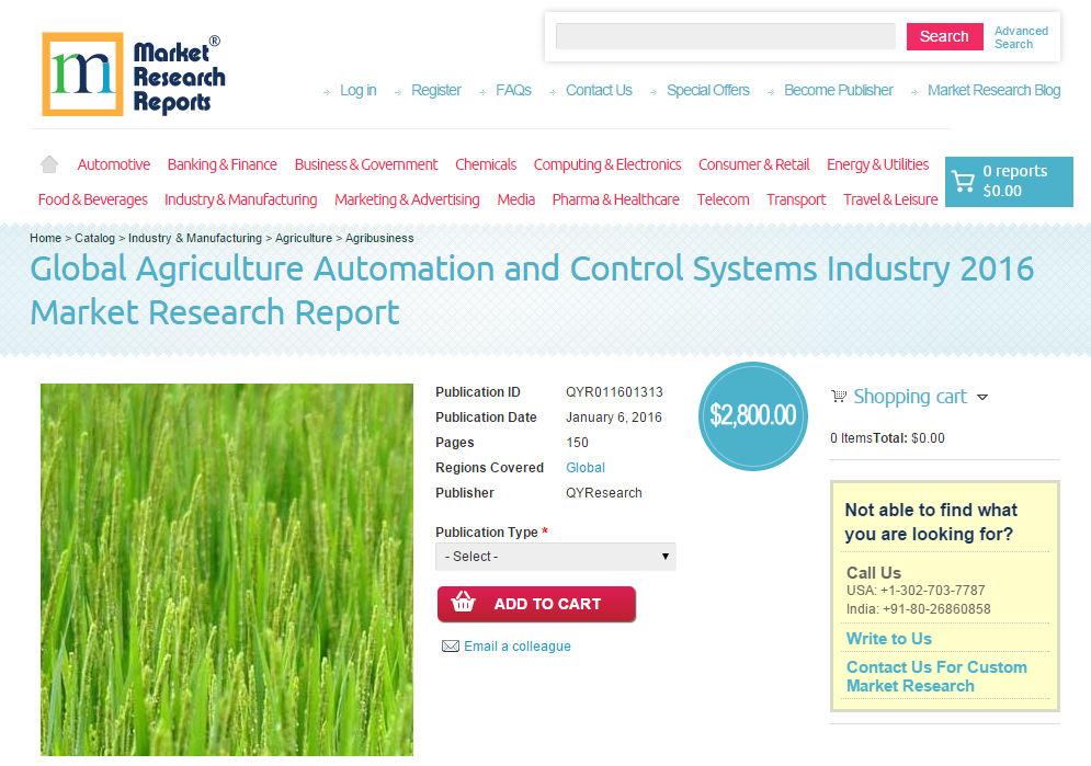 Global Agriculture Automation and Control Systems Industry'