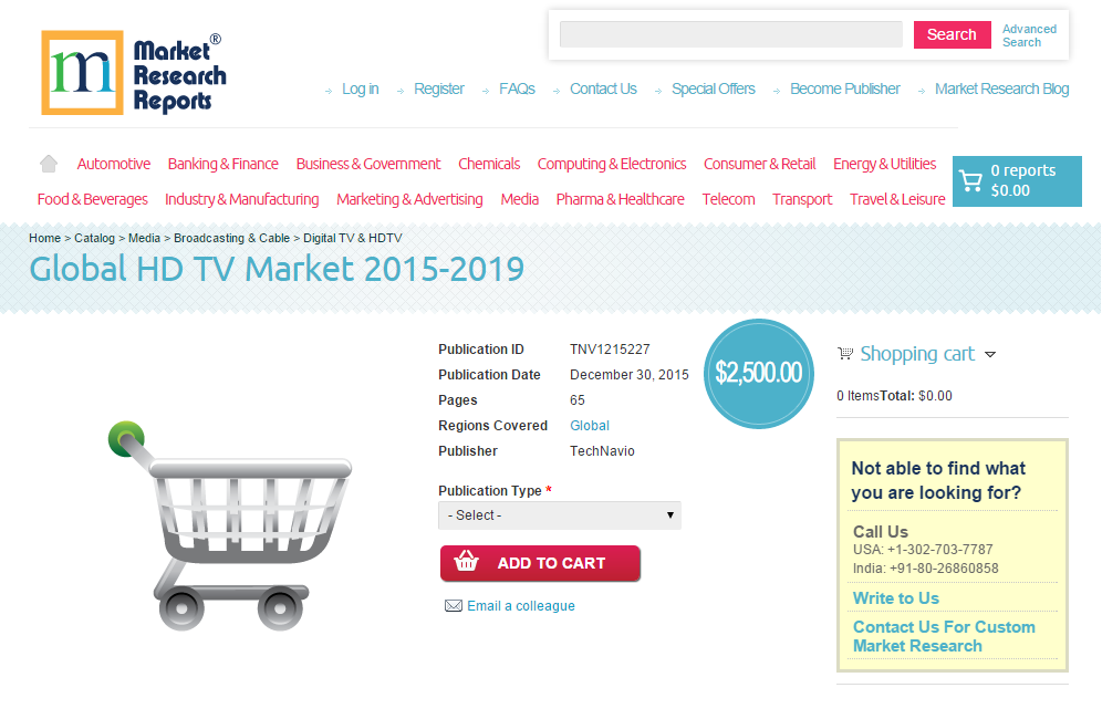 Global HD TV Market 2015 - 2019