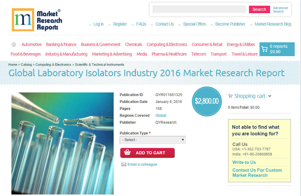 Global Laboratory Isolators Industry 2016'