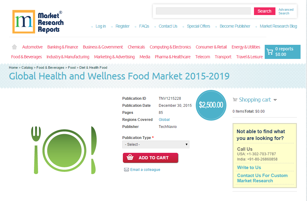 Global Health and Wellness Food Market 2015 - 2019